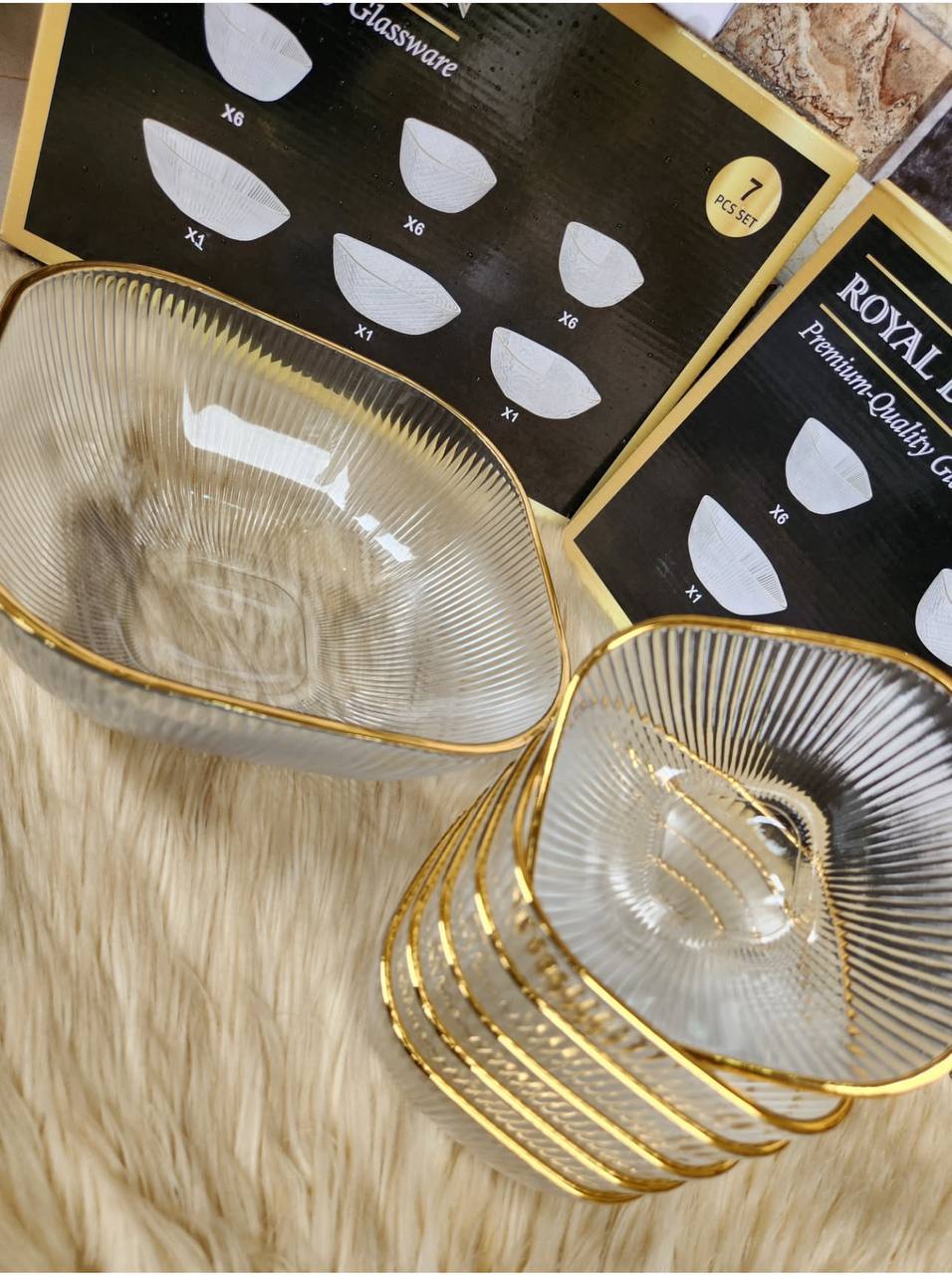 طقم خشاف مستورد بإطار مدهب 7 قطع