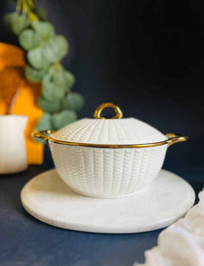 طاجن بورسلين حرارى مستورد بحواف جولد