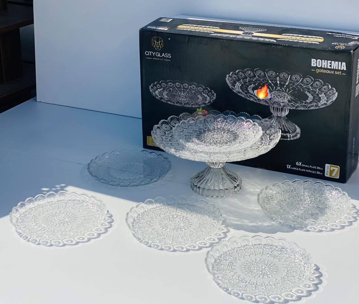 Bohemian 7-piece cake set with cake stand