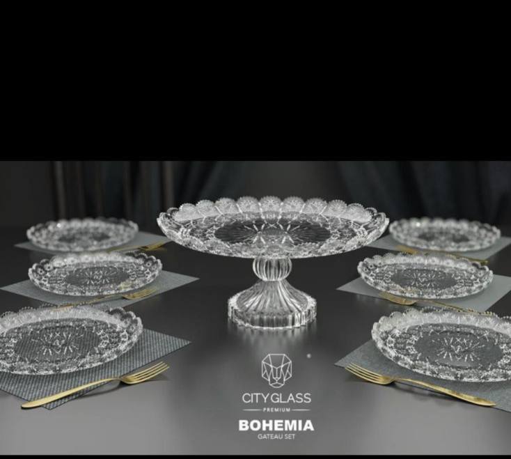 Bohemian 7-piece cake set with cake stand