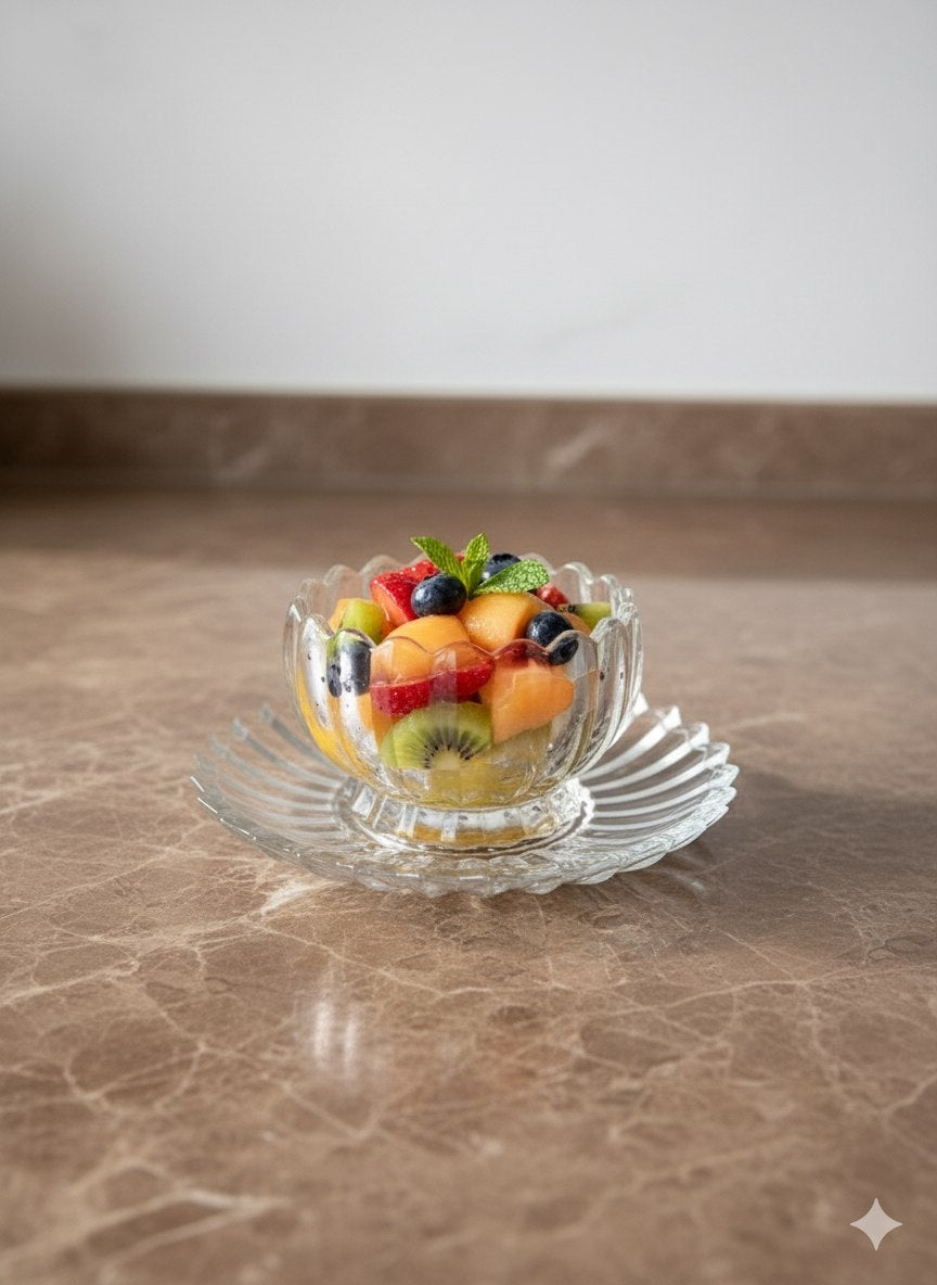 Ice cream bowls with a transparent tray, 250ml, 12 pieces