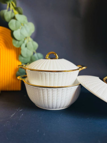 طاجن بورسلين حرارى مستورد بحواف جولد