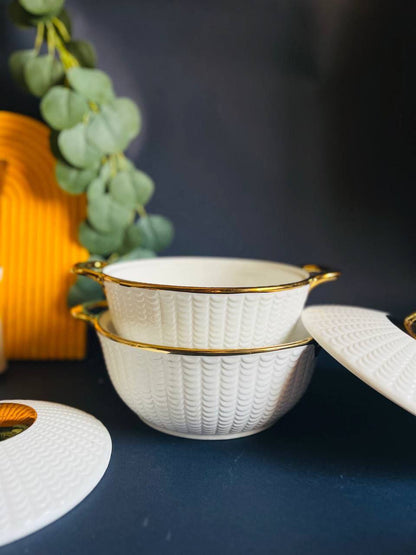 طاجن بورسلين حرارى مستورد بحواف جولد