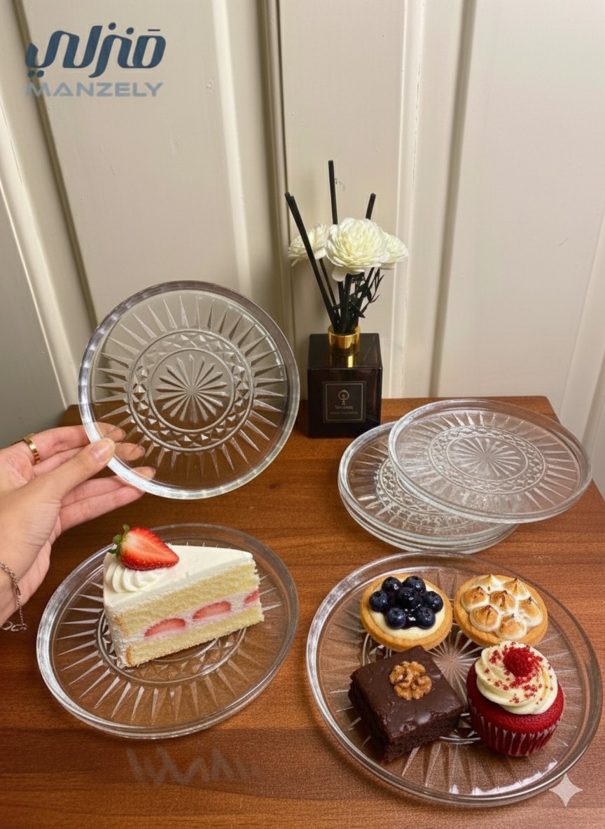 طقم اطباق ورده صغير 6 قطع مقاس 16