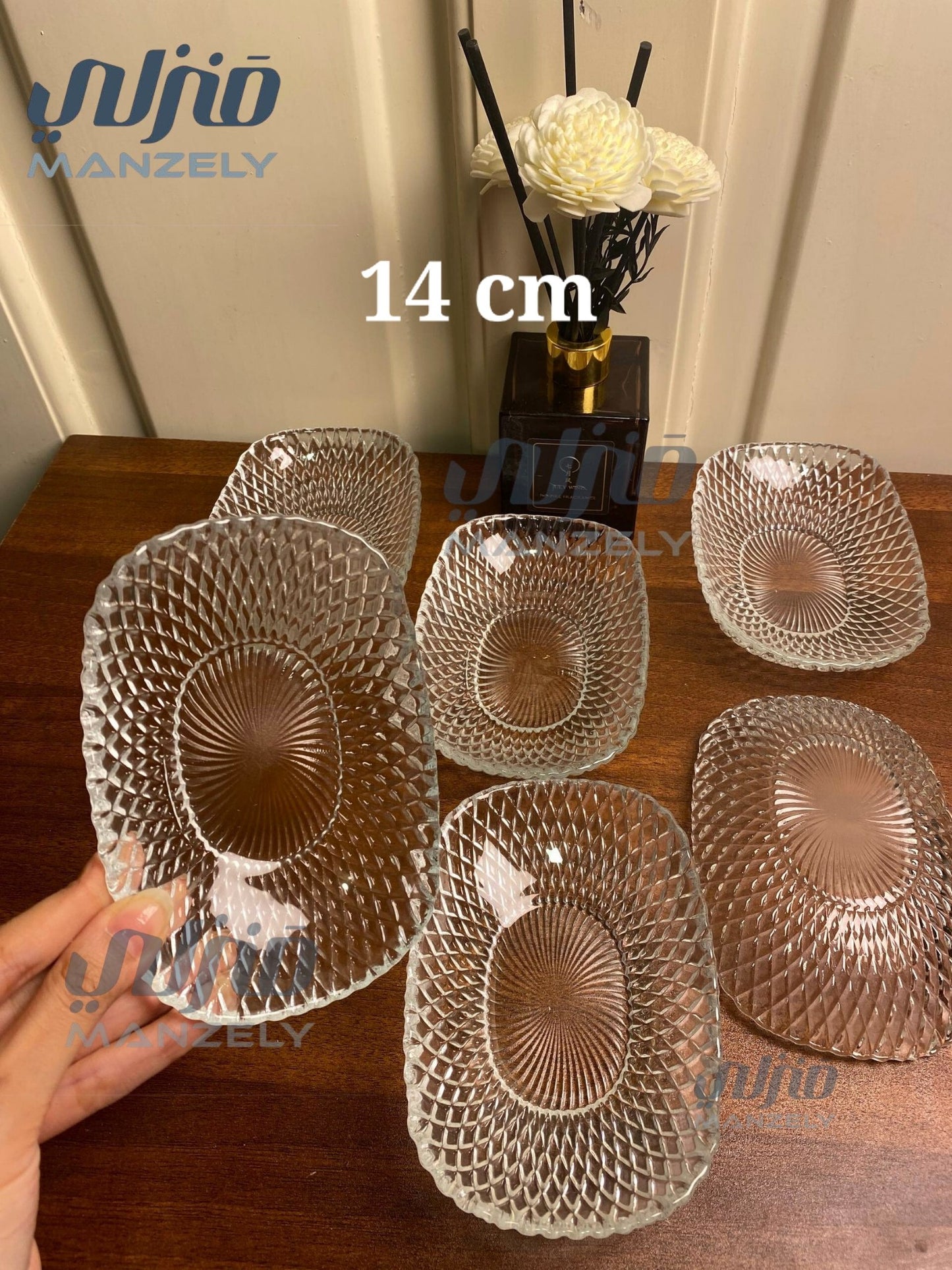 اطباق تسالى مستطيل صغير 14 سم 6 قطع