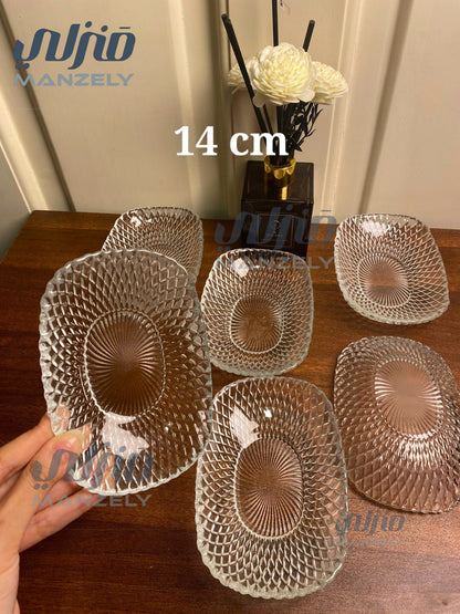 اطباق تسالى مستطيل صغير 14 سم 6 قطع