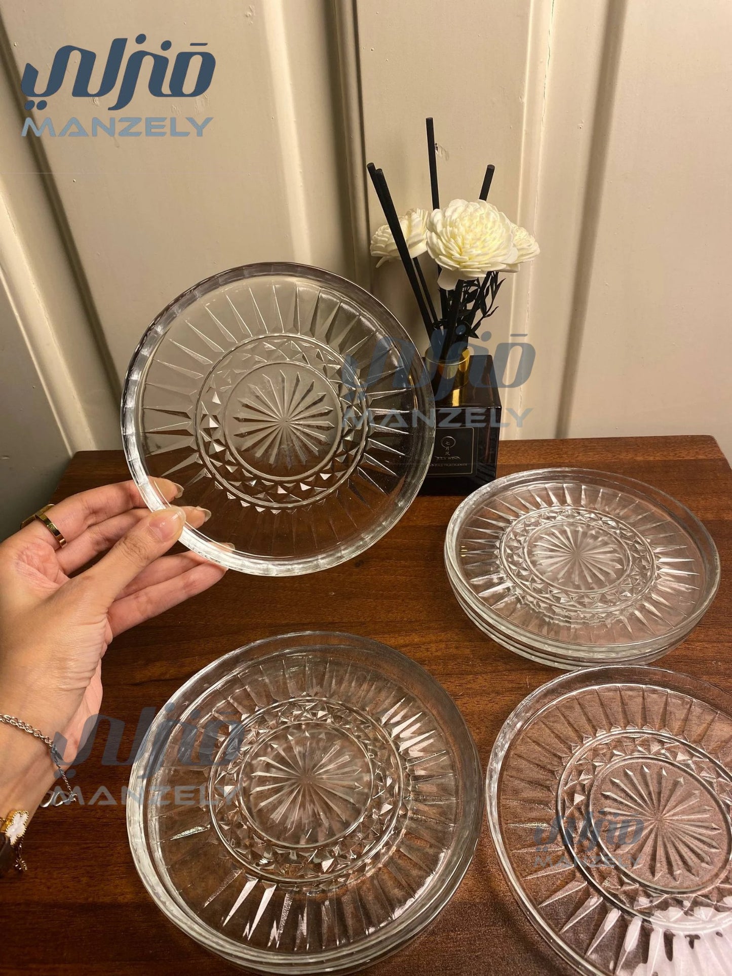 طقم اطباق ورده صغير 6 قطع مقاس 16