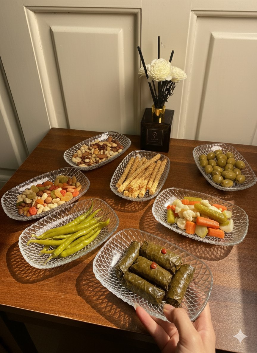 اطباق تسالى مستطيل صغير 14 سم 6 قطع