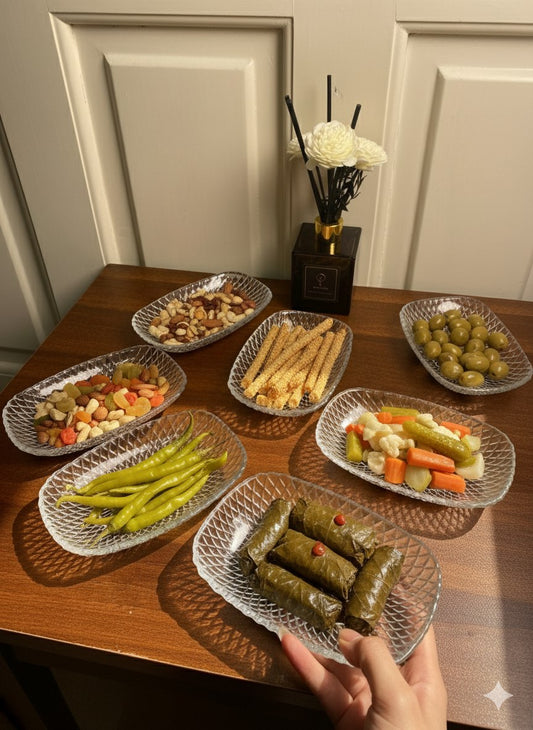 اطباق تسالى مستطيل صغير 14 سم 6 قطع